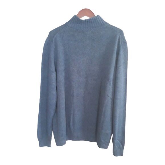 Croft & Barrow Mock Neck Sweater Men XXL Blue Slate Heather 1/4 Zip Up Knit - Picture 2 of 11
